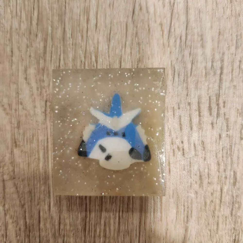 Vtg Rubber Eraser Embedded Pokemon? Translucent With Glitter